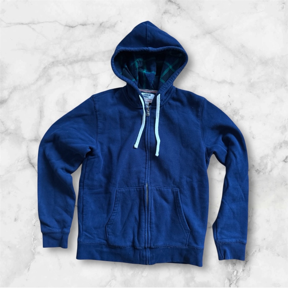 Land’s end flannel lined Zip-Up Hoodie vintage - small